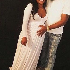 White maternity baby shower dress